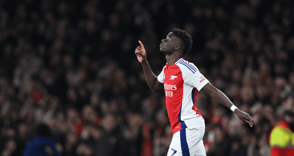 Bukayo Saka celebrating