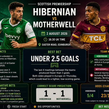 Hibernian vs Motherwell Betting Tip – Scottish Premiership, 2 August 2026